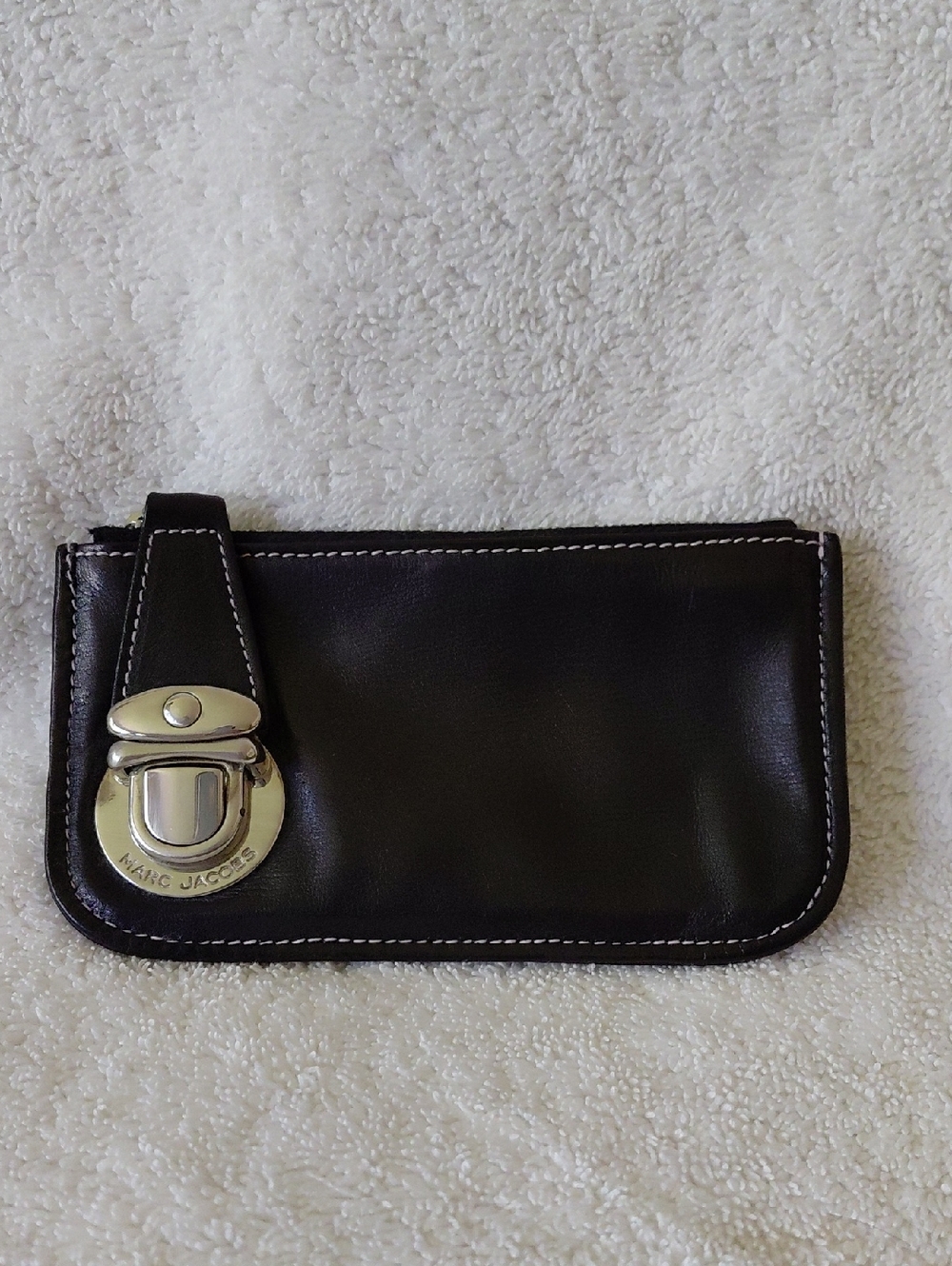 Marc Jacobs Black Leather Change Purse/ Card Case with Silver Lock